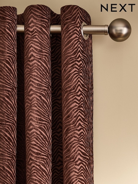 Zebra Chenille Eyelet Lined Curtains