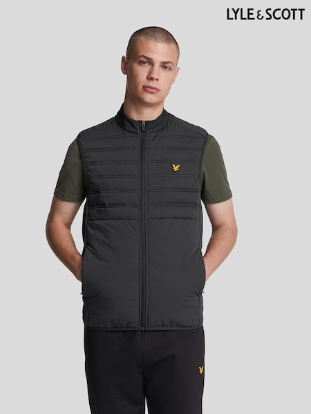 Lyle & Scott Black Hybrid Double Baffle Gilet (V61462) | AED553