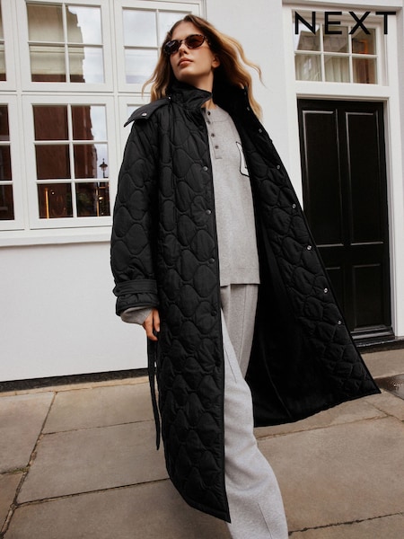 Black - Long Quilted Jacket