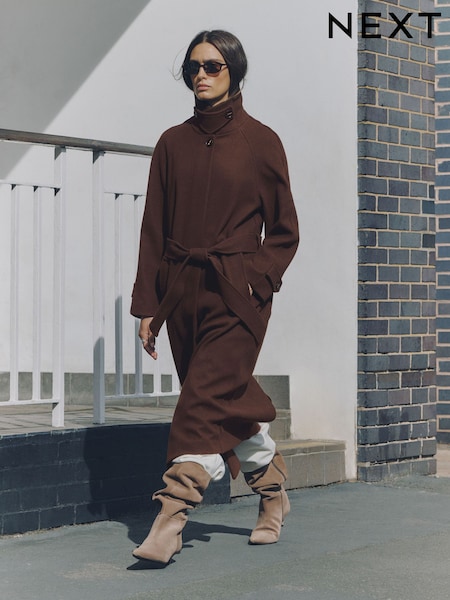 Chocolate Brown - Belted Unlined Coat