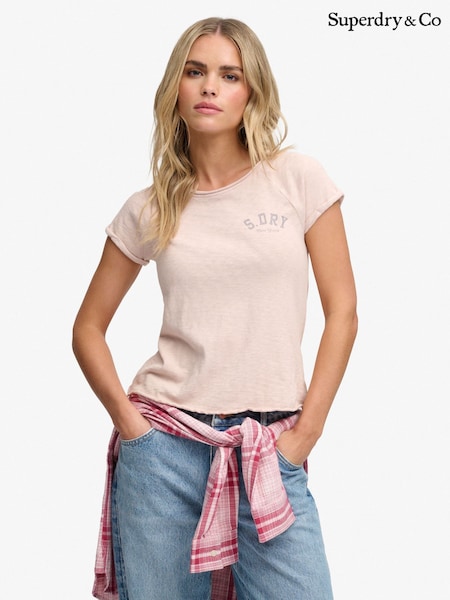 Pink - Superdry Ath Ess Slub Graphic T-shirt