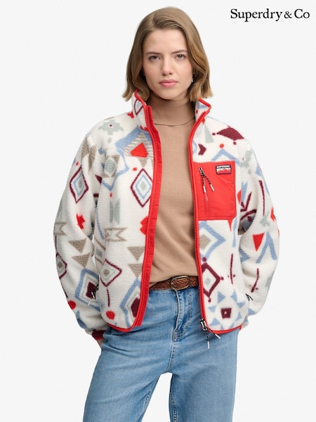 Red - Superdry Outdoor Printed Zip Fleece