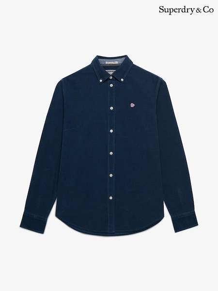 Blue - Superdry Needle Cord Long Sleeve Shirt
