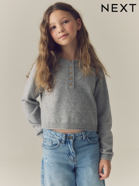 Grey - Henley Jumper (3-16yrs)
