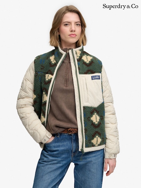 Green - Superdry Onion Quilt Hybrid Fleece