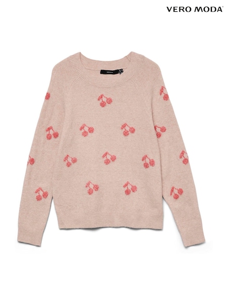 VERO MODA Pink Round Neck Puff Sleeve Knitted Jumper (V61724) | kr440