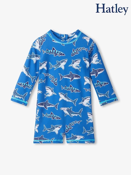 Hatley Blue Patterned Sharks Sun Protection Swimsuit (V61757) | KRW51,900