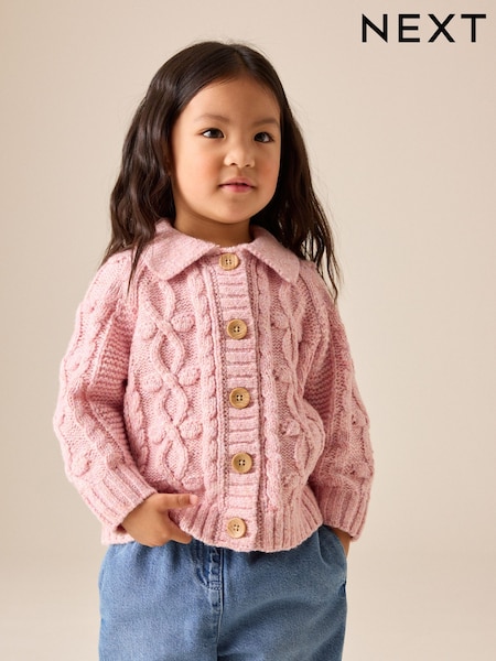 Rose - Cardigan épais à pompons (3mois-10ans)