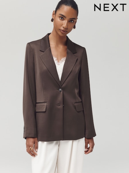 Chocolate Brown - Satin Blazer