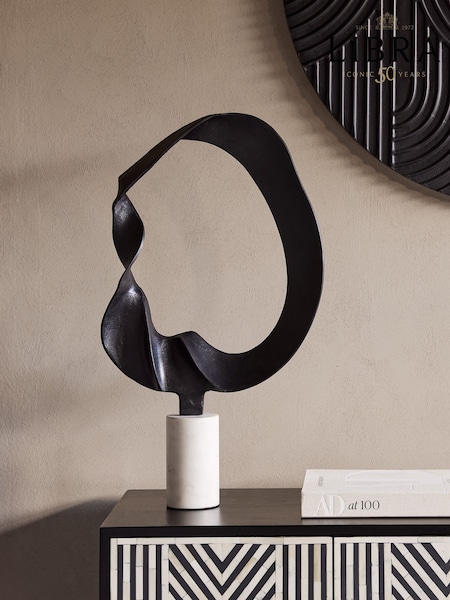 Libra Interiors White Large Kentford Sculpture on Marble Base Ornament (V61884) | 1,039 QAR