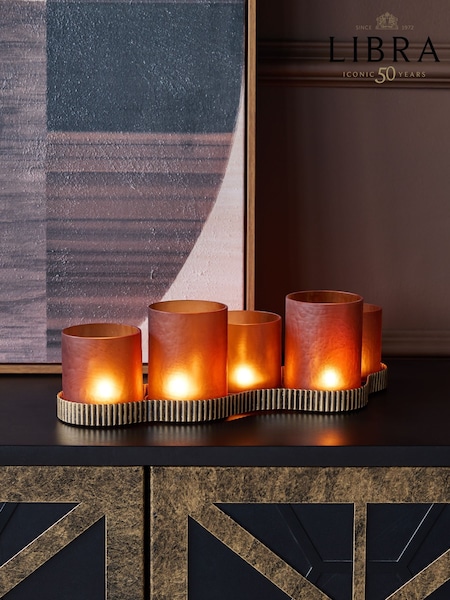 Libra Interiors Gold Belvedere Aged Gold 5 Light Candle Holder (V61896) | €86