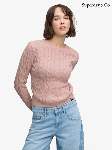 Pink - Superdry Essentials Cable Jumper