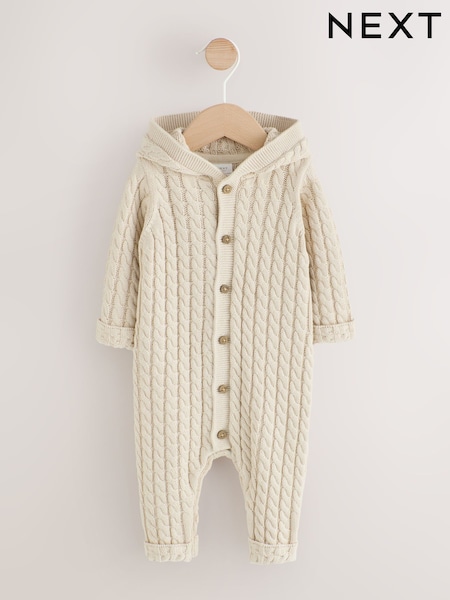 Neutral - Knitted Cable Baby Romper (0mths-3yrs)