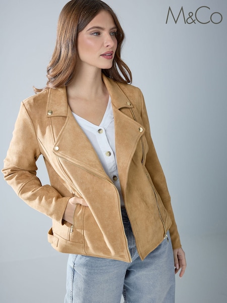 M&Co Nude Suede Biker Jacket (V62273) | kr942