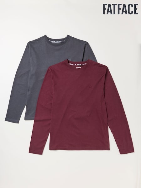 Púrpura - Regular Fatface Long Sleeve Multi 2 Pack T-shirts