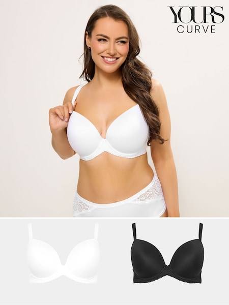 Yours Curve Black Elevated Underwired Padded Bra 2 Pack (V62316) | AED227