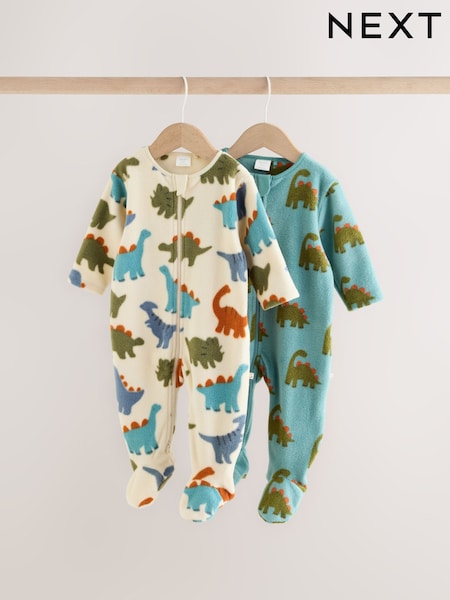 Plavo Dinosaurus - Mikro runo Dvosmerni rar bebe Sleepsuits 2 paket