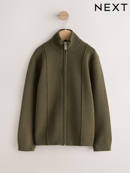 Vert kaki - Cardigan zippé à Col cheminée (3-16ans)