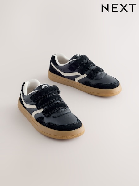 Black - Barefoot Leather Touch Fastening Trainers