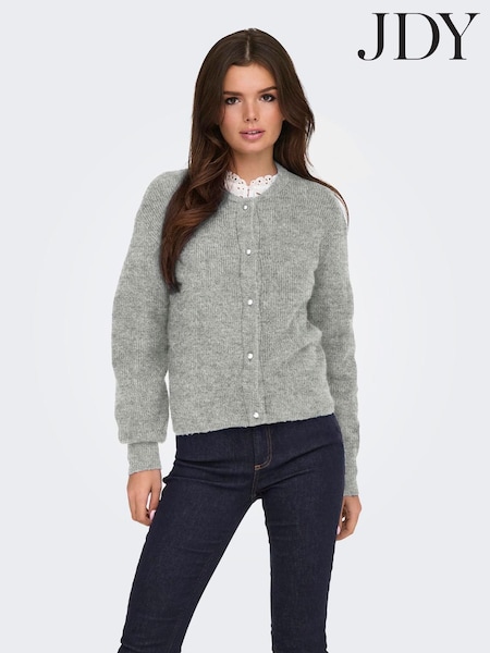 JDY Grey Long Sleeve Cardigan With Pearl Button (V62483) | SGD 58