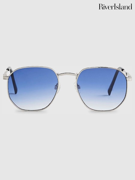 River Island Hexagonal Blue Lens Sunglasses (V62625) | ‏105 د.إ.‏