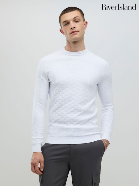 River Island Muscle Fit Textured Jumper (V62646) | 216 LEI