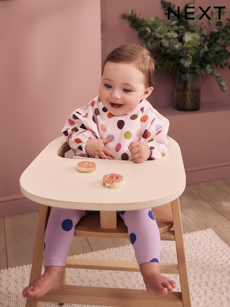 Multi Polka Dot - Weaning And Feeding Sleeved Bib