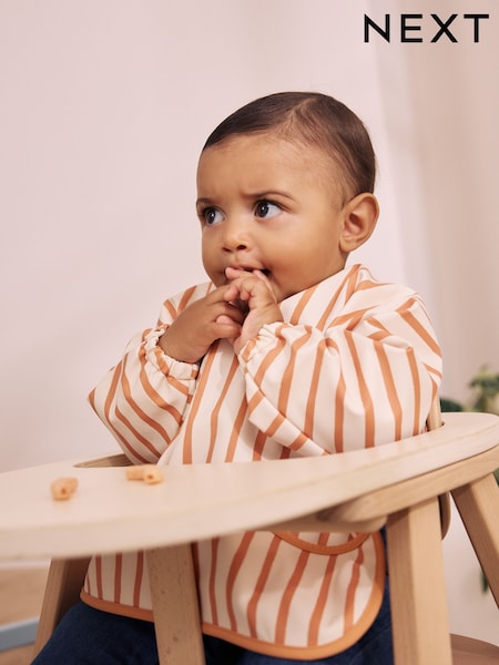 Rust stripe - Weaning And Feeding Sleeved Bib
