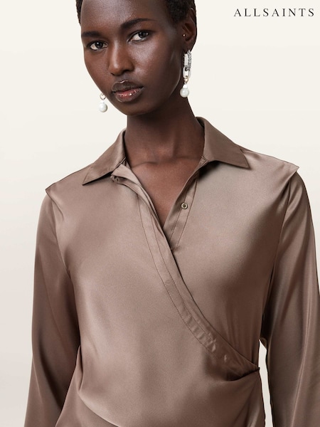 AllSaints Brown Tira Mini Dress (V62916) | AED809