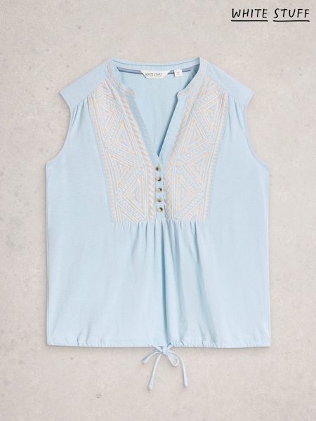 White Stuff Blue Peony Sleeveless Shirt (V62956) | $97