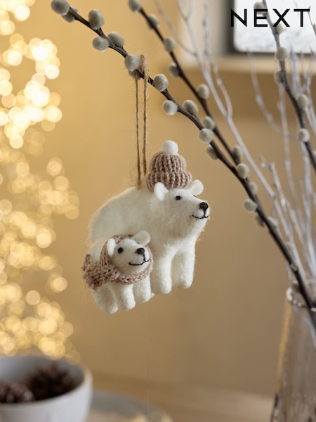Felt Polar Bear Christmas Bauble