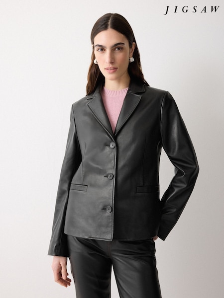 Jigsaw Black Ellis Nappa Leather Blazer (V63134) | €529.50