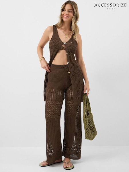 Accessorize Brown Crochet Knit Sleeveless Top (V63258) | AED341