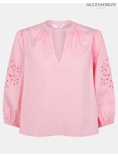 Accessorize Pink Floral Puff Sleeve Blouse (V63259) | kr880