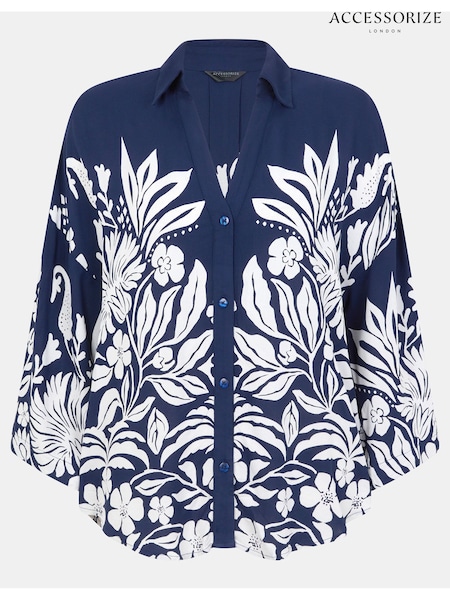 Accessorize Blue Floral Print Shirt (V63260) | $87