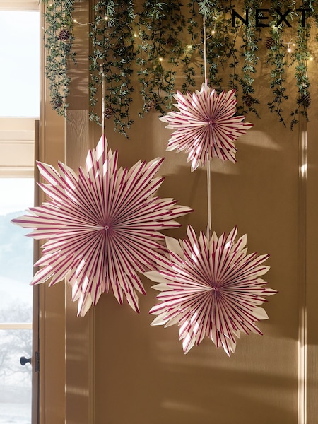 Set Of 3 Starburst Paper Hanging Decorations