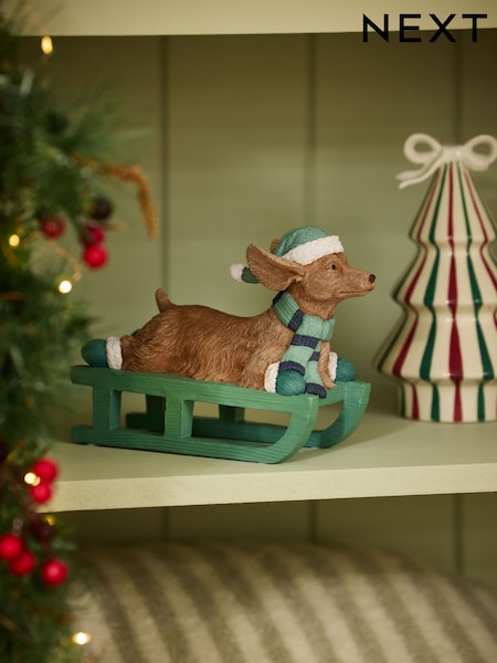 Sausage Dog Sleigh Christmas Ornament