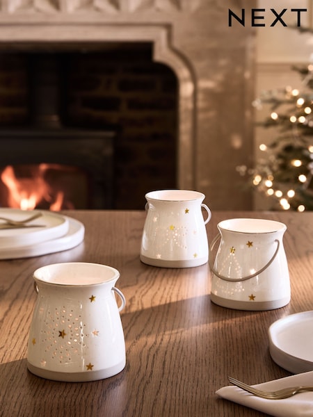 Set Of 3 Ceramic Tealight Holders