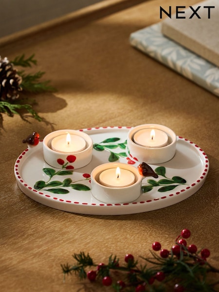 Robin Tea Light Holders Ceramic Candle Tealight Plate