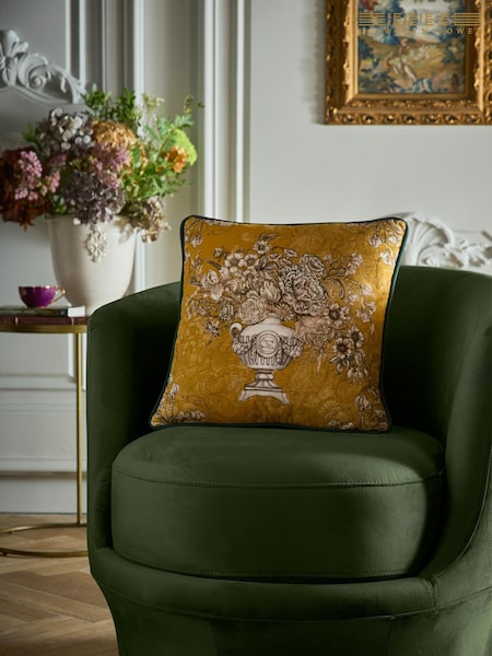 Laurence Llewelyn-Bowen Ochre Tuscan Holiday Velvet Filled Cushion (V63402) | Rp 365,000