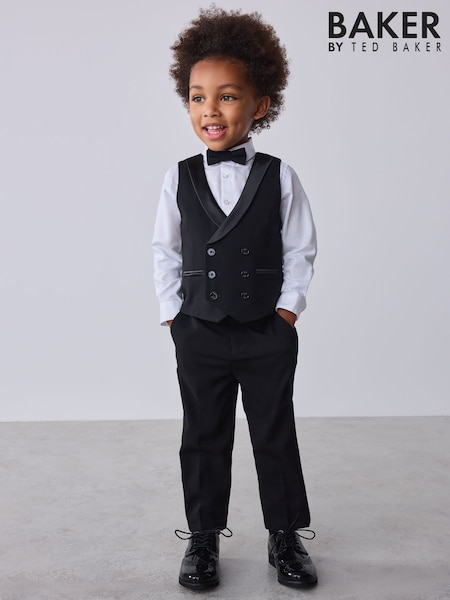 أسود - Baker By Ted Baker Waistcoat Shirt And Trousers Set