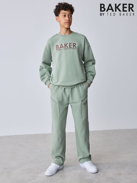 Sage Green - Baker By Ted Baker Oversized Sweatshirt And Wide Leg Joggers Set