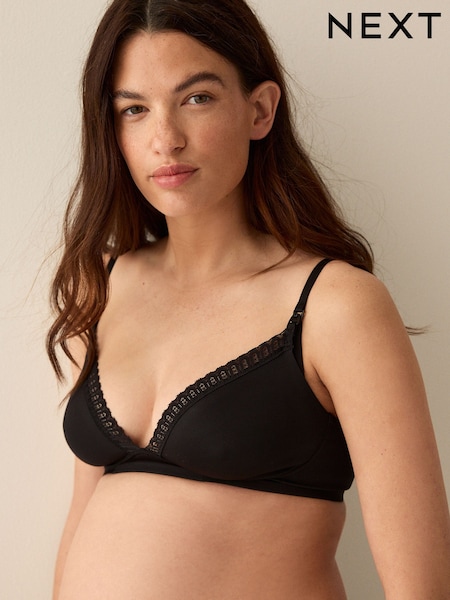 Black - Smoothing Lace Trimmed Maternity & Nursing Bra With Motion Flex Technology