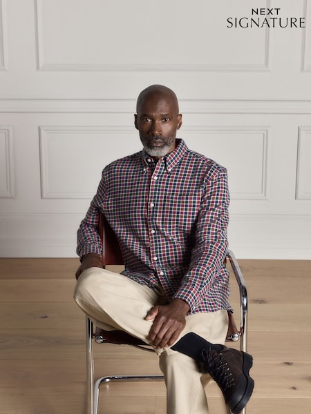 Red - Regular Signature Long Sleeve Check Flannel Shirt