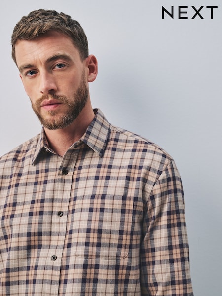 Beige Oat - Regular Check Long Sleeve Shirt