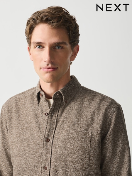 Neutral - Regular Long Sleeve Textured Plain Shirt