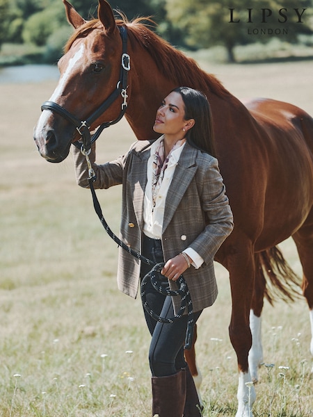 Grey - Lipsy Tailored Check Double Breasted Blazer