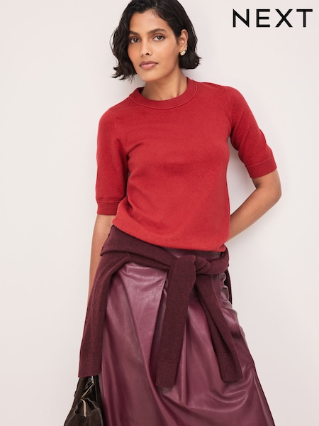 Red - Supersoft Short Sleeve Knitted T-shirt
