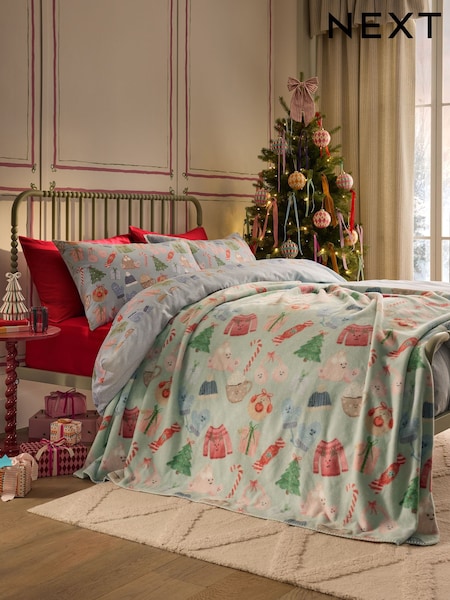 Festive Christmas Icon Fleece Throw