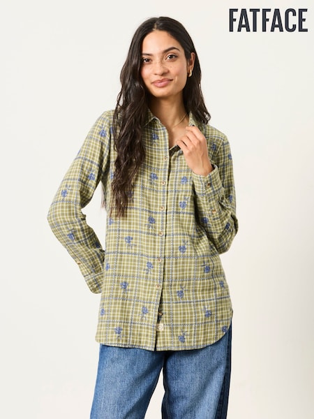 Green - Fatface Embroidered Shirt
